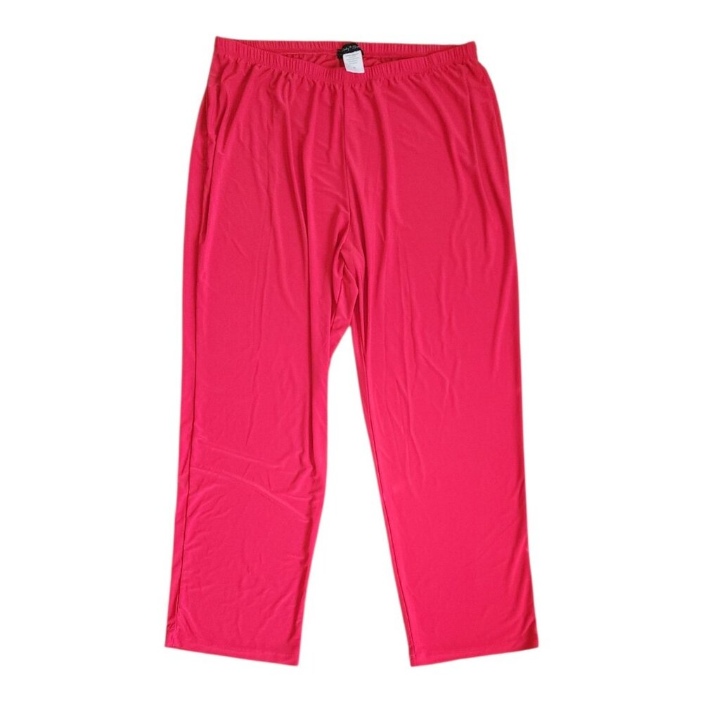 Slinky Brand Pants Womens Plus Size 1X‎ Solid Red Pull On Stretch Comfort